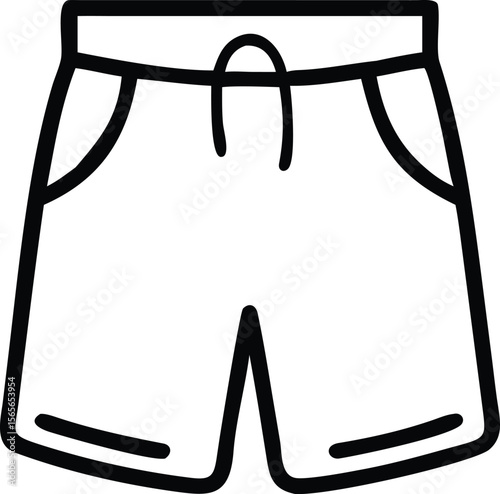 Minimalist outline of sport shorts with drawstring and pockets design element