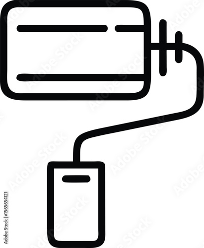 Minimalist paint roller icon with handle for construction and renovation projects