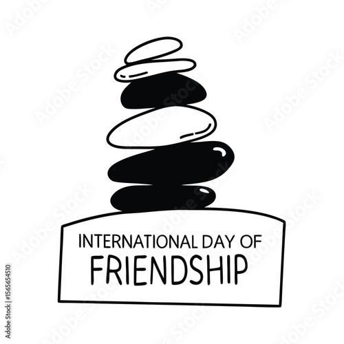 Black and White Stones Stacked Minimalist International Day of Friendship Design