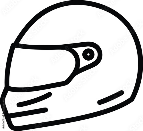 Motorcycle helmet line drawing for safety and transportation designs