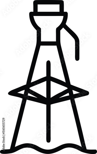 Oil derrick icon vector, offshore drilling rig outline, well platform simple glyph style