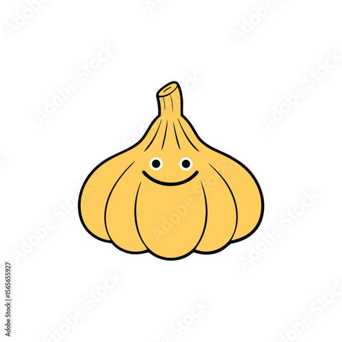 Garlic cloves colorful cartoon friendly veggie Vector illustration