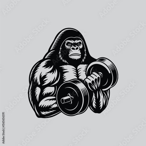 Aggressive Gorilla Bodybuilding Vector