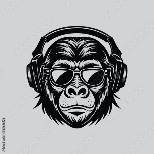 Fierce Gorilla King Profile Vector