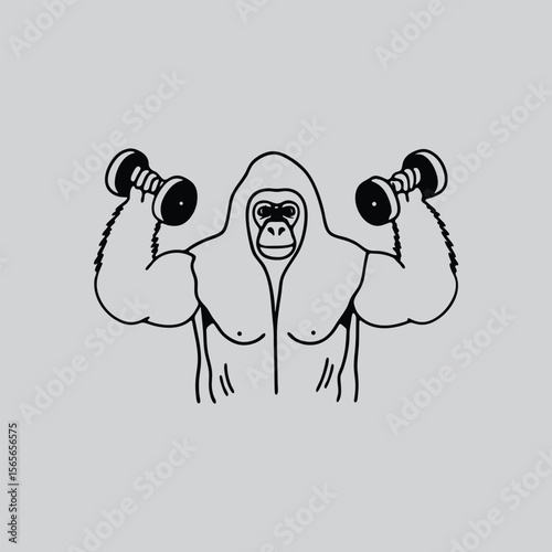 Gorilla Fitness Logo with Dumbbells