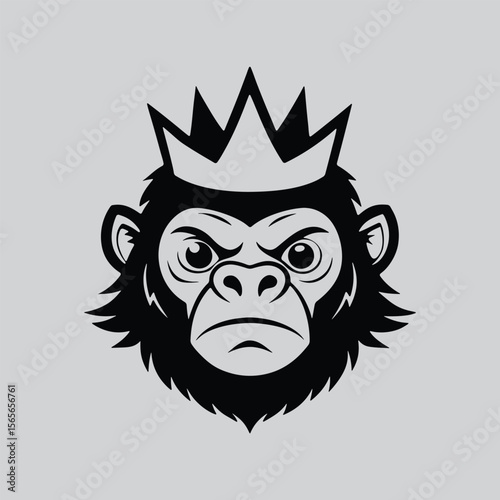 Monochrome Gorilla Head Illustration