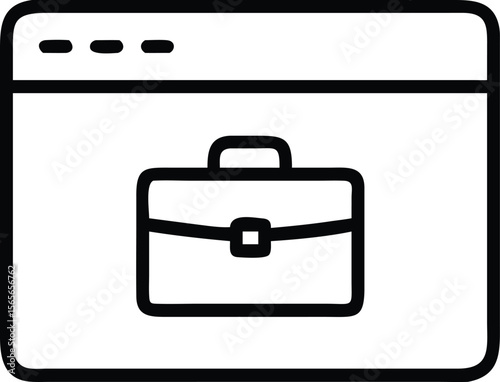 Outline browser window showing briefcase icon for business webpage and app design