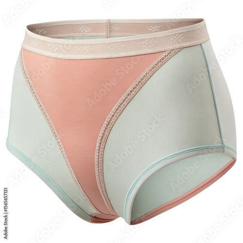Stylish and comfortable modern women's panty in peach and mint colors with textured details for fashion and lingerie