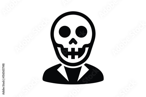 winking skeleton face vector icon