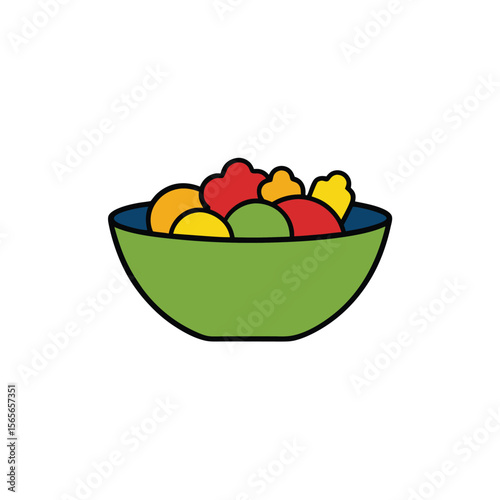 Creative salad bowl full of colorful veggies Vector illustration