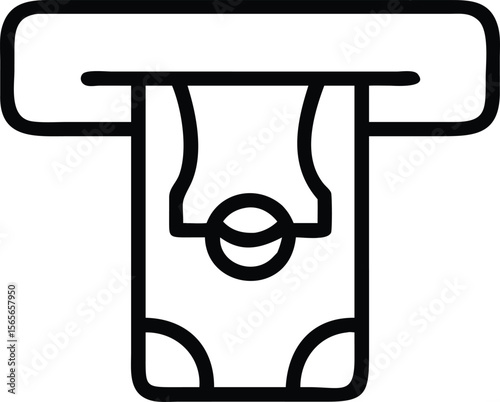 Outline icon of a cash withdrawal or payment at an automated teller