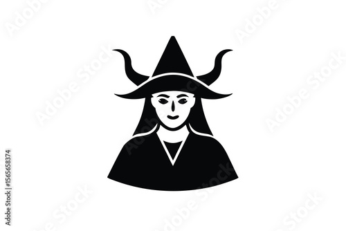witch with horns vector icon