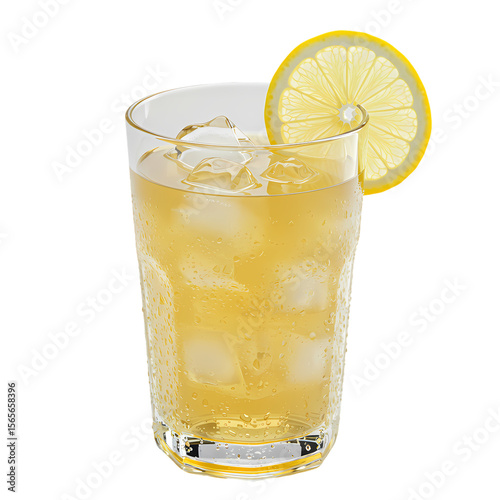 Iced Tea with Lemon isolated on transparent background