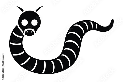 worm with skull vector icon