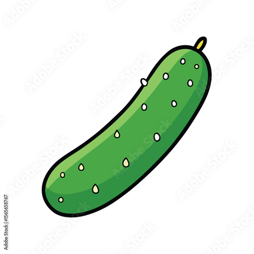 Cucumber slice fresh with water droplets realistic healthy look Vector illustration