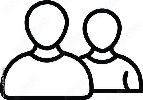 Outline illustration of two people, friends, couple, or team group icon