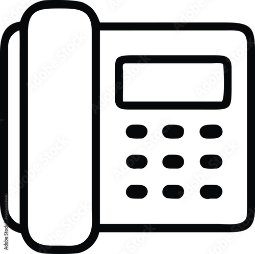 Outline landline phone with keypad icon for ui design and web