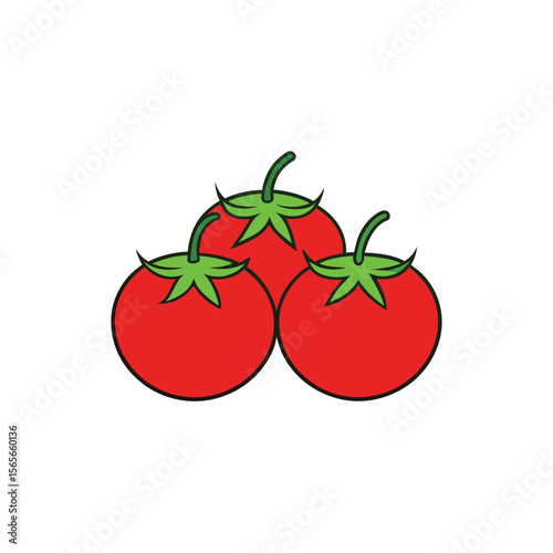 Tomatoes with green stems clean bright healthy veggie Vector illustration