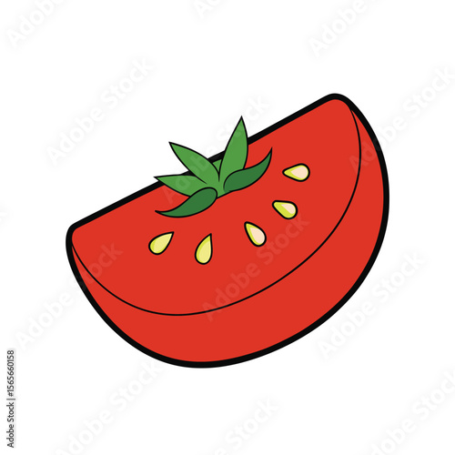 Tomato slice with seeds visible realistic flat vegetable Vector illustration