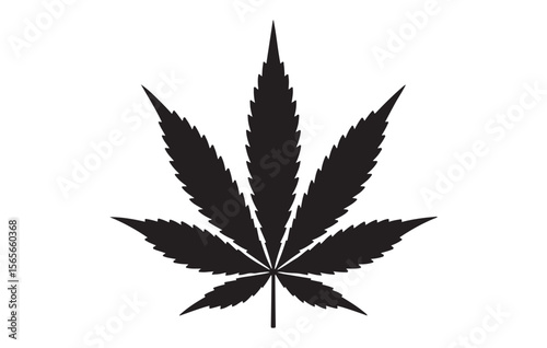 Black Silhouette Cannabis Leaf Marijuana Plant Hemp Foliage Icon Graphic marijuana leaf