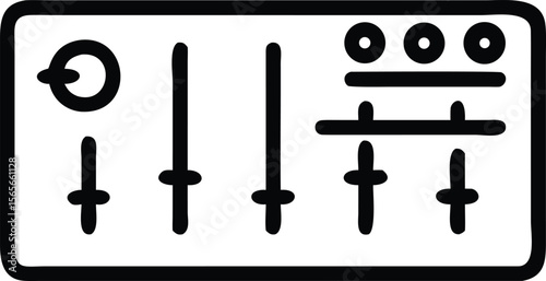 Outline of sound mixer with knobs and sliders for audio design