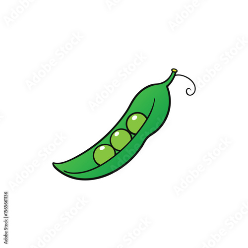 Peas spilling out of pod fresh green vegetable with motion Vector illustration