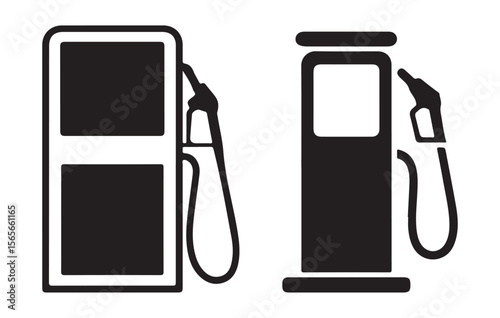 Two Black and White Gas Pump Icons Fuel Station Symbols Silhouette Designs fuel pump