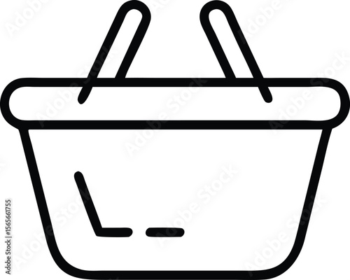 Outline shopping basket icon with handle for online store and market