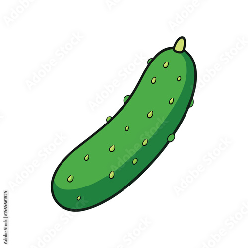 Juicy cucumber with shiny skin and water droplets design Vector illustration