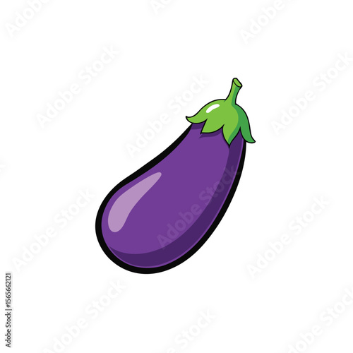 Eggplants with shiny skin juicy fresh vegetable vector art Vector illustration