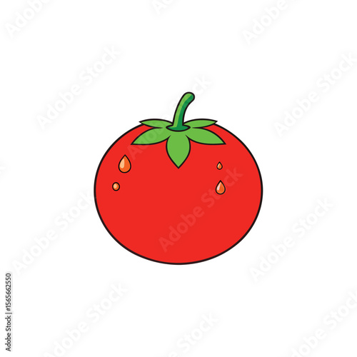 Realistic tomato with fresh water drops juicy veggie style Vector illustration