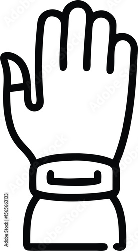 Outlined Hand with Fingers Extended and Decorative Wristband, Isolated on White Background
