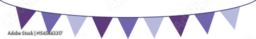 Bunting Banner with Triangle Shape Flags - Decorative bunting banner in shades of purple hung on a thin string