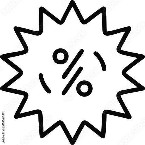 Outlined price tag with percentage symbol for business promotion and marketing offers