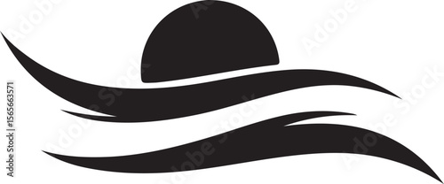 Sun with waves logo silhouette 