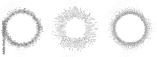 Grunge Halftone Circle Vector Set for Retro Poster, Label and Graphic Design Backgrounds