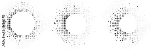 Grunge Halftone Circle Vector Set for Retro Poster, Label and Graphic Design Backgrounds