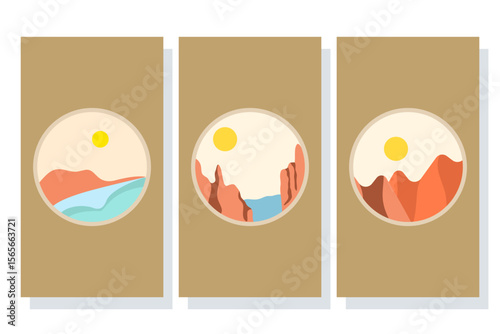 Nature Illustration Poster. minimalist wall decor art design, Printable Horizon Illustration Wall Art Poster. minimalist art, design for cover, poster, card, card, pamphlet, brochure, frame.