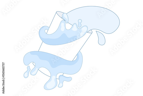 Milk and Glass Cartoon. full or empty container with milk splash, Milk drops and splashes. Premium Vector Food and Drink Icon Concept Isolated. Design Vector Illustration.