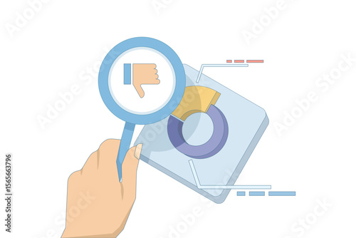 pain point analysis concept, analyzing negative feedback to see value. customer feedback or problem analysis for solution, marketing or customer analysis for new opportunities. flat illustration.