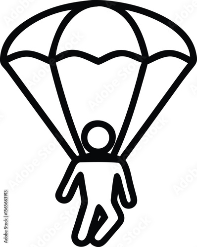 Parachuting person line icon illustration for logo or simple design