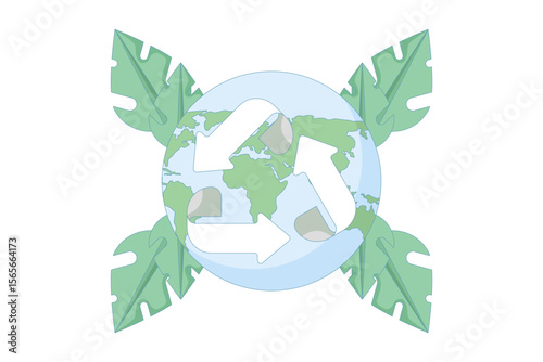 recycling concept, zero waste living with sustainability elements. Ecology or renewable energy. saving the world from climate change or global warming, sustainable green movement with recycling symbol
