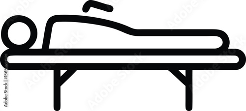 Person receiving spa treatment on massage table outline icon illustration