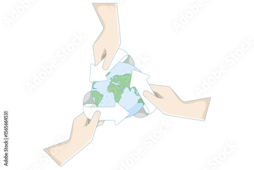 vector illustration of recycling concept, zero waste living with sustainability elements. Ecology or renewable energy. sustainable green movement with recycling symbol.
