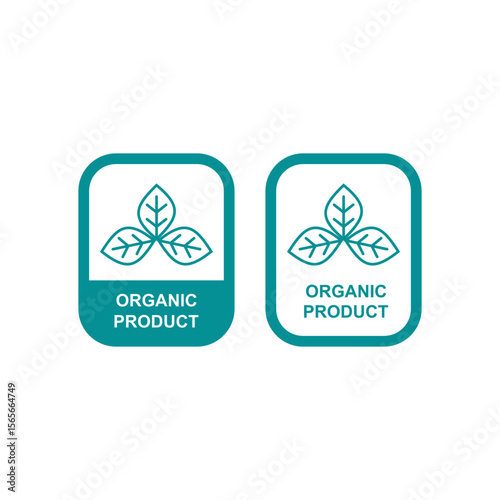 Organic product label with green leaf icon, perfect for eco-friendly, natural, and healthy food branding. Clean vector design.