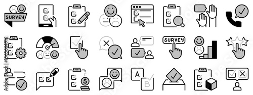 Icons in two tones about survey