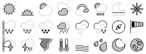 Icons in two tones about the weather
