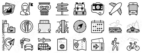 Icons in two tones about travel