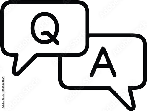 Questions and answers in speech bubbles line art style illustration