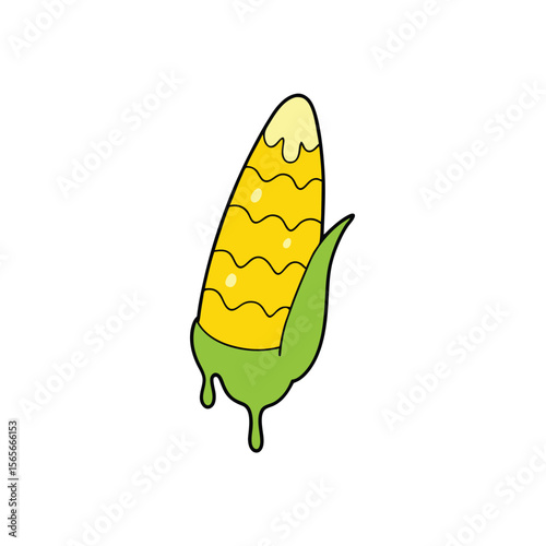 Corn cob with melting butter cartoon fresh sweet veggie vector Vector illustration